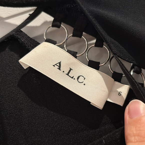 A.L.C. Black Silk Dress with Silver Ring Detail - Picture 2 of 5